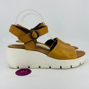 Paul Green Women's Tan Leather Platform Wedge Sandals Size 7 UK/ 9 US